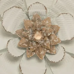 Wall Plaques-Kirkland's Home And Gold Metal Flower Small Wall Plaque White