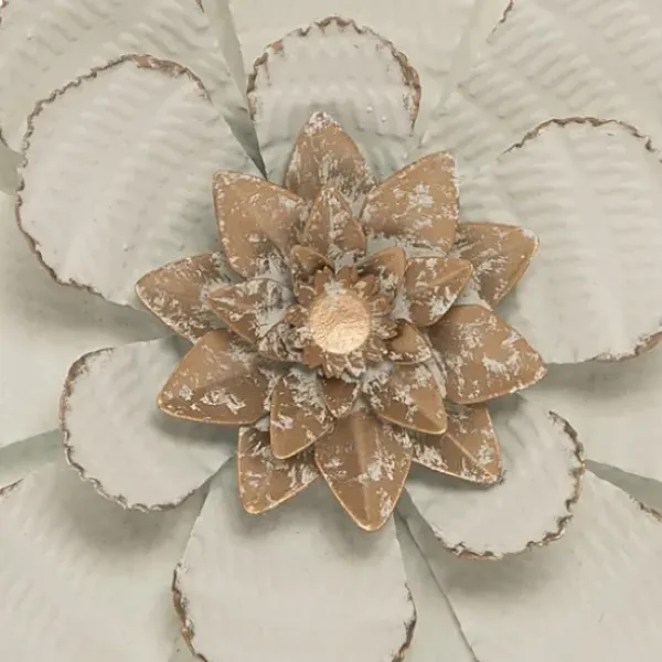 Wall Plaques-Kirkland's Home And Gold Metal Flower Small Wall Plaque White