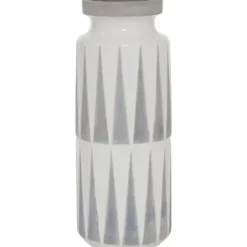 Vases-Kirkland's Home And Gold Ribbed Mod Vases, Set Of 2 White