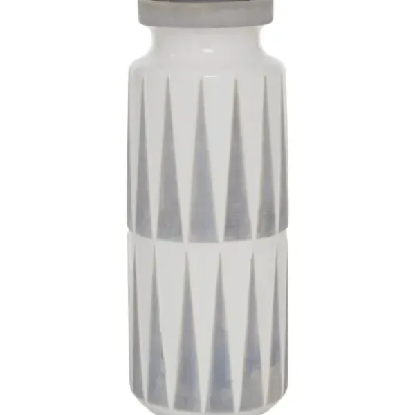Vases-Kirkland's Home And Gold Ribbed Mod Vases, Set Of 2 White