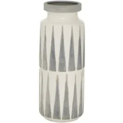 Vases-Kirkland's Home And Gold Ribbed Mod Vases, Set Of 2 White