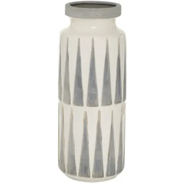 Vases-Kirkland's Home And Gold Ribbed Mod Vases, Set Of 2 White