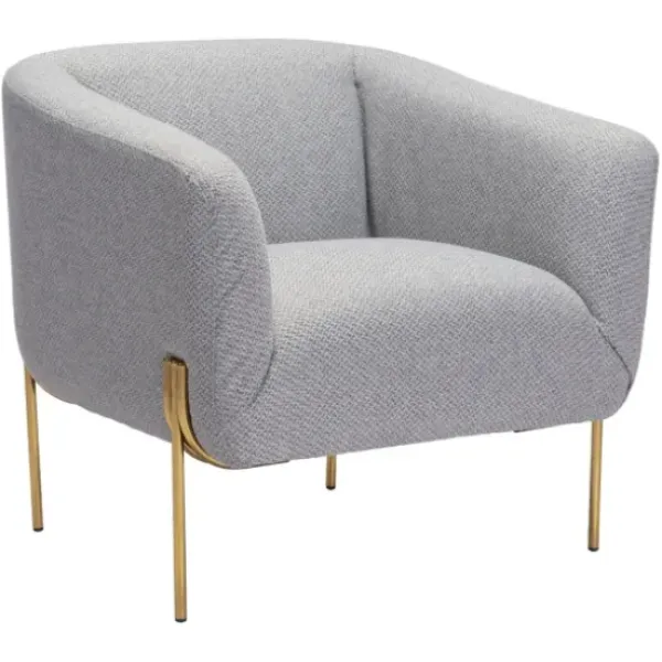 Accent Chairs-Kirkland's Home And Gold Rounded Back Accent Chair Gray