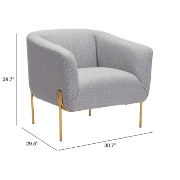 Accent Chairs-Kirkland's Home And Gold Rounded Back Accent Chair Gray