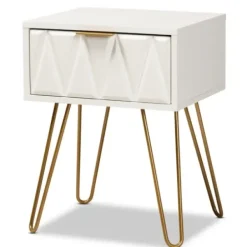 Accent & End Tables-Kirkland's Home And Gold Single Drawer Accent Table White