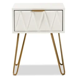 Accent & End Tables-Kirkland's Home And Gold Single Drawer Accent Table White
