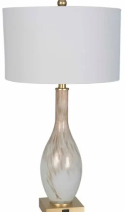 Table Lamps-Kirkland's Home And Gold Swirl Glass Table Lamps, Set Of 2 White