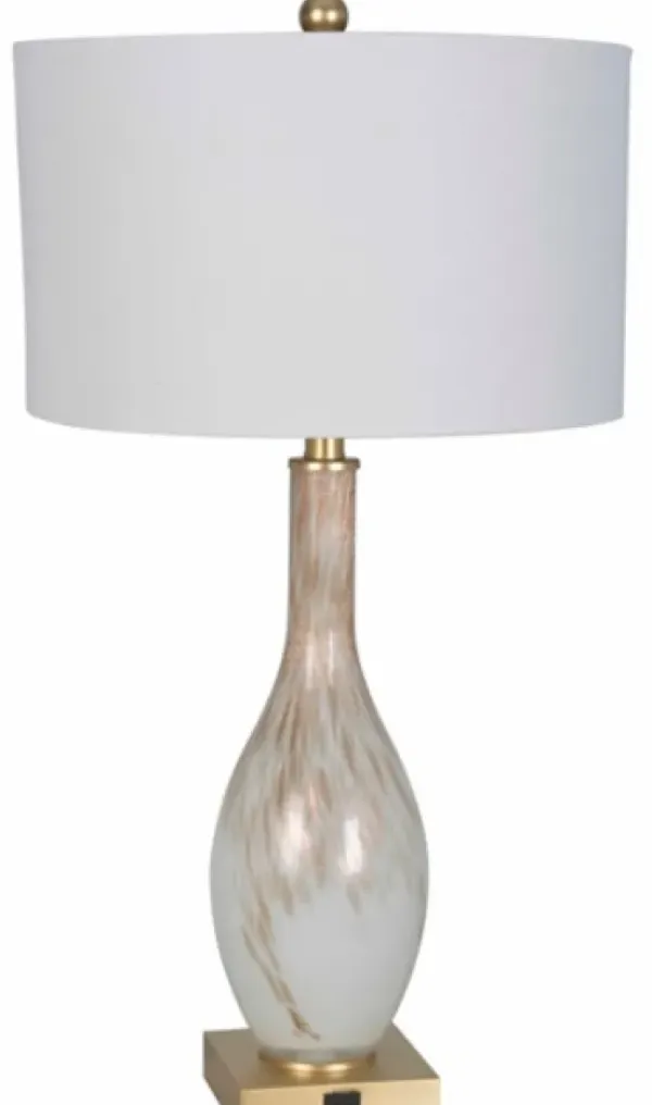 Table Lamps-Kirkland's Home And Gold Swirl Glass Table Lamps, Set Of 2 White