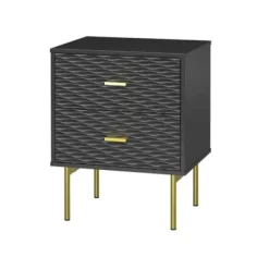 Nightstands-Kirkland's Home And Gold Wave Nightstand Black