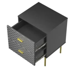 Nightstands-Kirkland's Home And Gold Wave Nightstand Black
