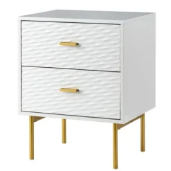 Nightstands-Kirkland's Home And Gold Wave Nightstand White
