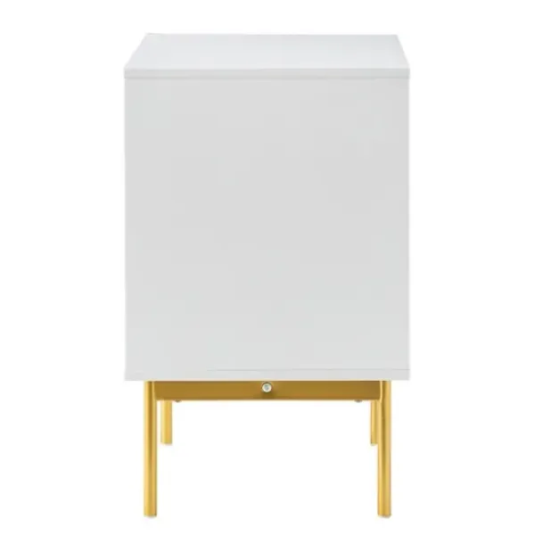 Nightstands-Kirkland's Home And Gold Wave Nightstand White
