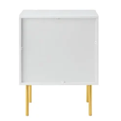 Nightstands-Kirkland's Home And Gold Wave Nightstand White