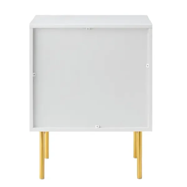 Nightstands-Kirkland's Home And Gold Wave Nightstand White