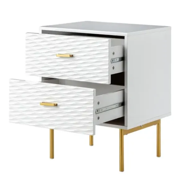 Nightstands-Kirkland's Home And Gold Wave Nightstand White