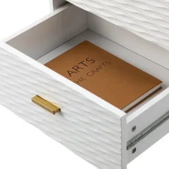 Nightstands-Kirkland's Home And Gold Wave Nightstand White