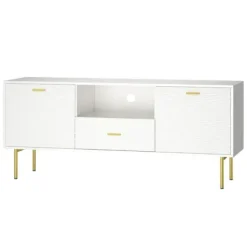 Tv Stands & Media Consoles-Kirkland's Home And Gold Wave Tv Stand White