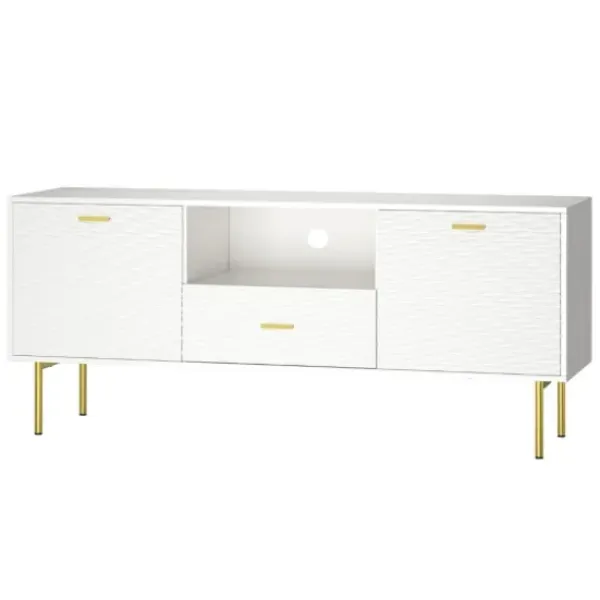 Tv Stands & Media Consoles-Kirkland's Home And Gold Wave Tv Stand White