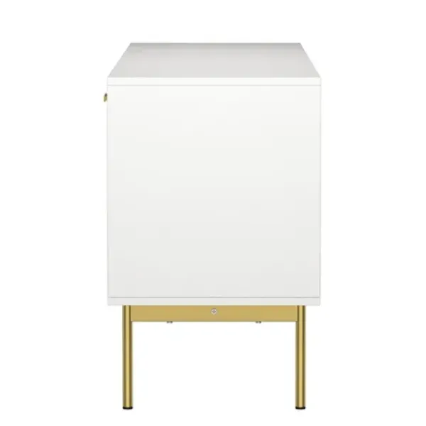 Tv Stands & Media Consoles-Kirkland's Home And Gold Wave Tv Stand White