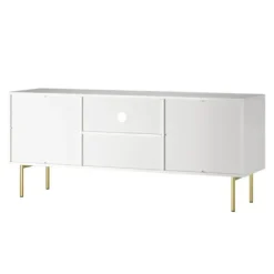 Tv Stands & Media Consoles-Kirkland's Home And Gold Wave Tv Stand White