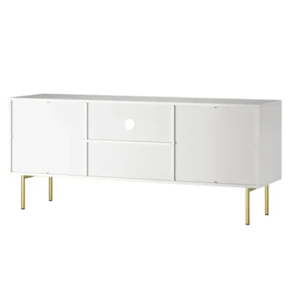 Tv Stands & Media Consoles-Kirkland's Home And Gold Wave Tv Stand White