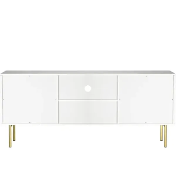 Tv Stands & Media Consoles-Kirkland's Home And Gold Wave Tv Stand White