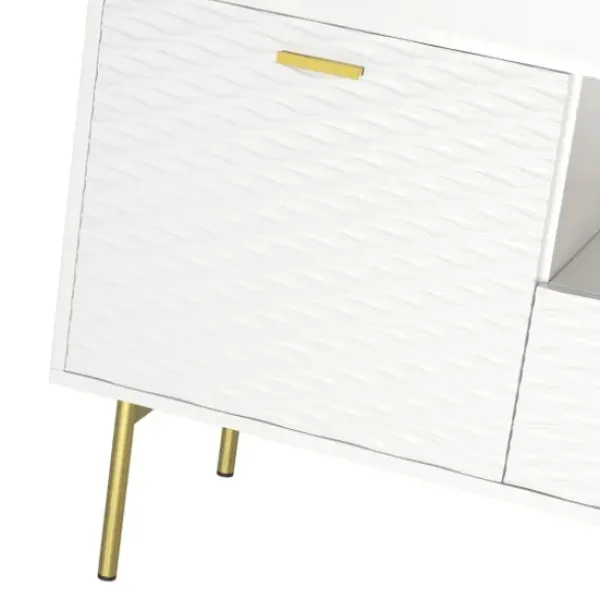 Tv Stands & Media Consoles-Kirkland's Home And Gold Wave Tv Stand White