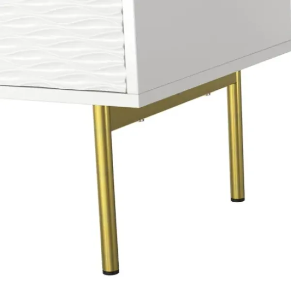 Tv Stands & Media Consoles-Kirkland's Home And Gold Wave Tv Stand White