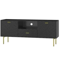 Tv Stands & Media Consoles-Kirkland's Home And Gold Wave Tv Stand Black