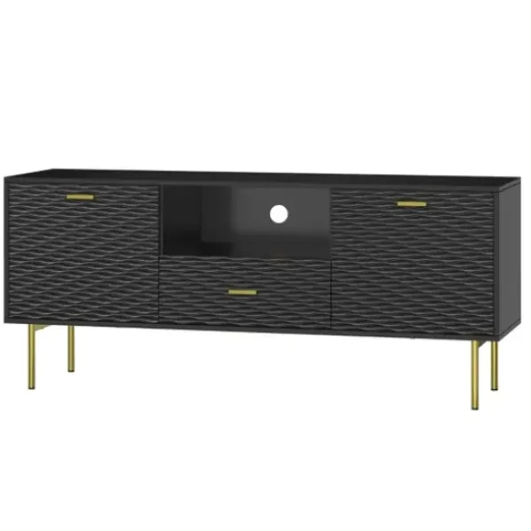 Tv Stands & Media Consoles-Kirkland's Home And Gold Wave Tv Stand Black