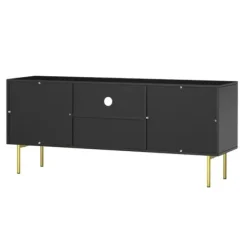 Tv Stands & Media Consoles-Kirkland's Home And Gold Wave Tv Stand Black