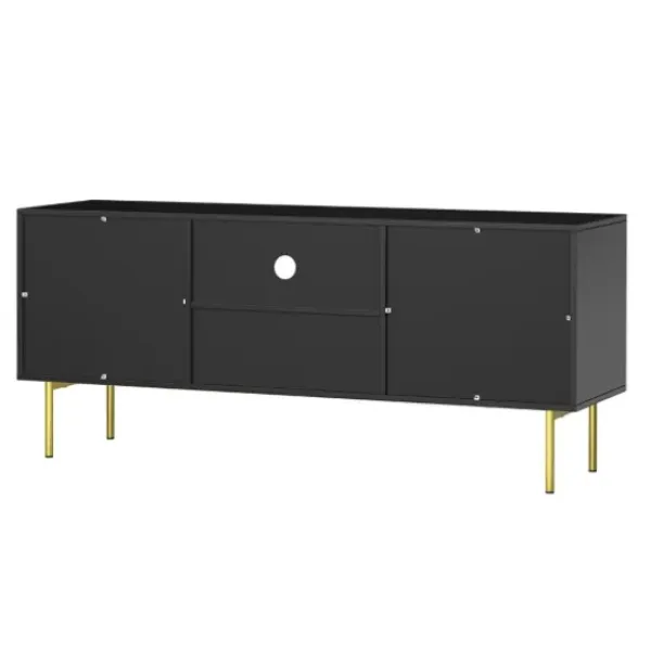 Tv Stands & Media Consoles-Kirkland's Home And Gold Wave Tv Stand Black