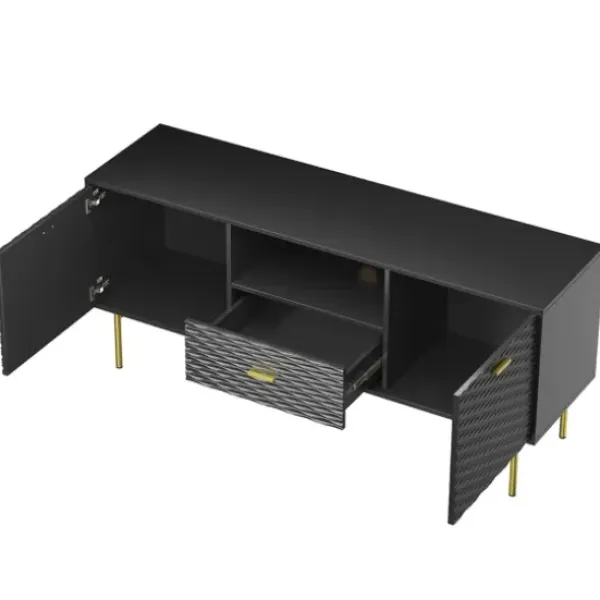 Tv Stands & Media Consoles-Kirkland's Home And Gold Wave Tv Stand Black