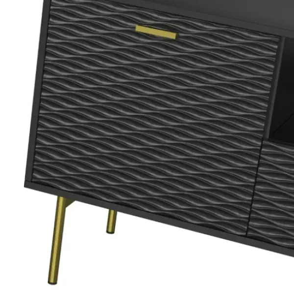 Tv Stands & Media Consoles-Kirkland's Home And Gold Wave Tv Stand Black