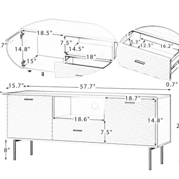 Tv Stands & Media Consoles-Kirkland's Home And Gold Wave Tv Stand Black