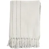 Blankets & Throws-Kirkland's Home And Gray Striped And Fringe Throw Blanket White