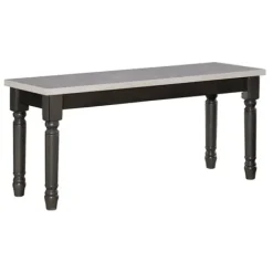 Dining Chairs-Kirkland's Home And Gray Wood Two Tone Dining Bench White