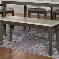 Dining Chairs-Kirkland's Home And Gray Wood Two Tone Dining Bench White