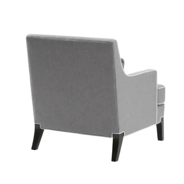 Accent Chairs-Kirkland's Home And Ivory Trim Upholstered Armchair Gray