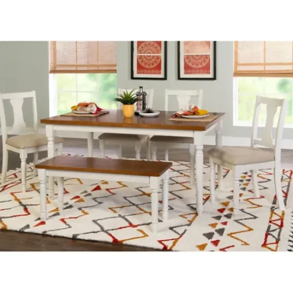 Dining Sets-Kirkland's Home And Light Brown Wood 6-Pc. Dining Set White