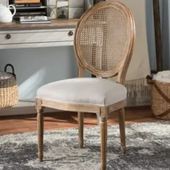 Dining Chairs-Kirkland's Home And Natural Cane Oval Back Dining Chair White