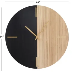 Clocks-Kirkland's Home And Natural 2-Tone Wood Wall Clock Black