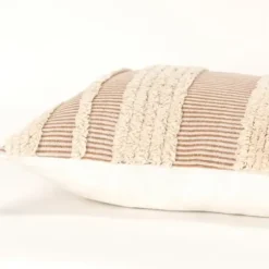 Pillows-Kirkland's Home And Natural Tufted Stripes Lumbar Pillow Tan