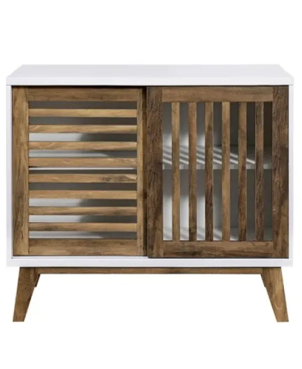 Console Tables-Kirkland's Home And Oak Sliding Slat Door Console Table White