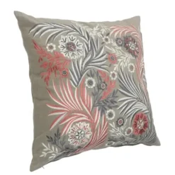 Pillows-Kirkland's Home And Pink Feather Garden Cotton Pillow Gray