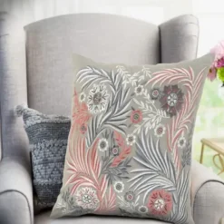 Pillows-Kirkland's Home And Pink Feather Garden Cotton Pillow Gray