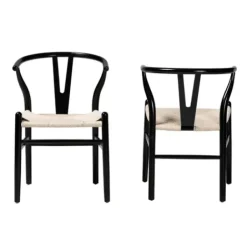 Dining Chairs-Kirkland's Home And Tan Wishbone Dining Chairs, Set Of 2 Black