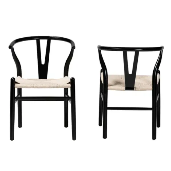 Dining Chairs-Kirkland's Home And Tan Wishbone Dining Chairs, Set Of 2 Black