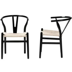Dining Chairs-Kirkland's Home And Tan Wishbone Dining Chairs, Set Of 2 Black