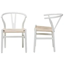 Dining Chairs-Kirkland's Home And Tan Wishbone Dining Chairs, Set Of 2 White